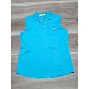 Magnolia Lane Masters Golf Polo Womens Medium Blue Sleeveless Pima Cotton Top